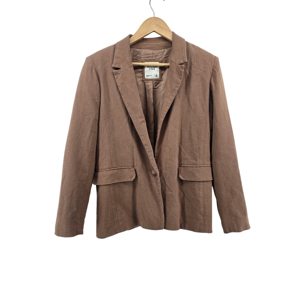 Abercrombie & Fitch Blazer Womens XS Linen Blend Brown Single Button EUC